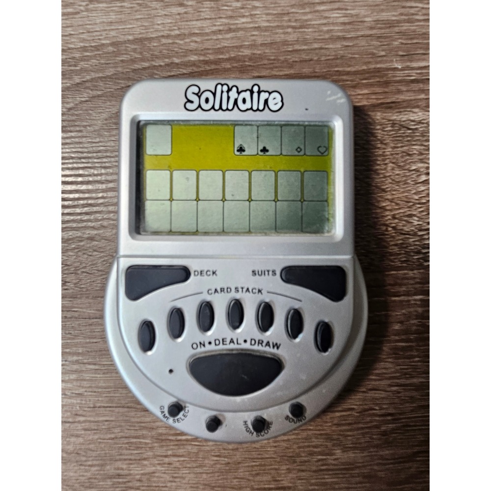 Handheld Electronic Solitaire Game Silver Portable‎ Retro LCD Travel Card Game